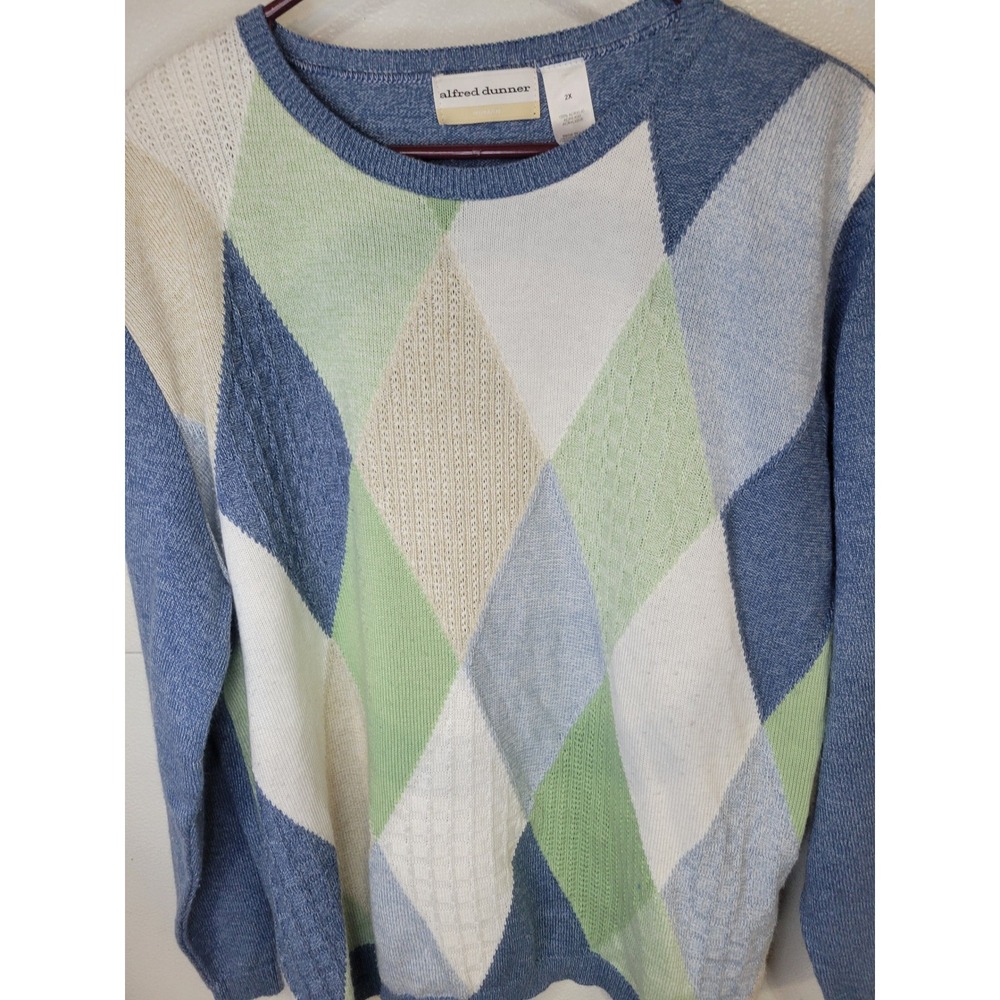 Alfred Dunner Woman 2X Argyle Diamond Pattern Sweater‎ Long Sleeve